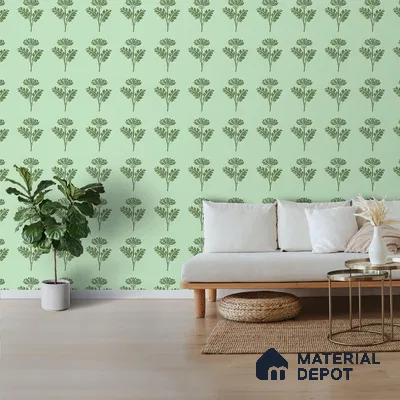Green Floral Design Wallpaper for Walls